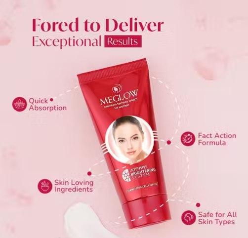 Meglow Skin Brightening Moisturizer Cream | Reduces Dark Spots, Melasma & Pigmentation | Hydrates & Repairs Skin | Evens Skin Tone | 15 g (Pack of 2)