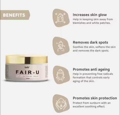 Razorveda Fair-U Herbal Face Cream | Skin Brightening & Moisturizing Herbal Cream | Smooth & Radiant Skin | 50 g