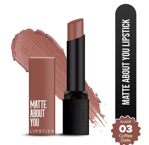 Hilary Rhoda Matte About You Lipstick – Coffee Date (Shade 03) | Long Lasting Highly Pigmented Matte Lipstick | Smooth One Stroke Application | Vegan & Cruelty-Free | 3g