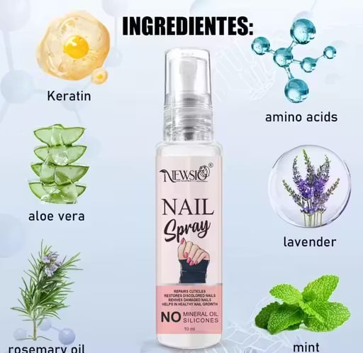 Newsio Nail Strong Growth Oil Spray 10ml | Nail Strengthening & Growth Oil | Cuticle Care for Shiny, Healthy & Strong Nails