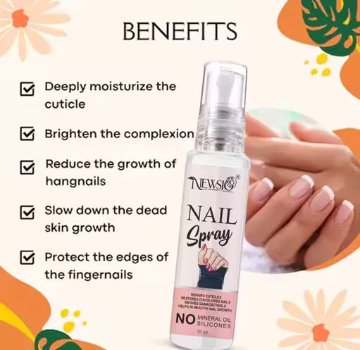 Newsio Nail Strong Growth Oil Spray 10ml | Nail Strengthening & Growth Oil | Cuticle Care for Shiny, Healthy & Strong Nails