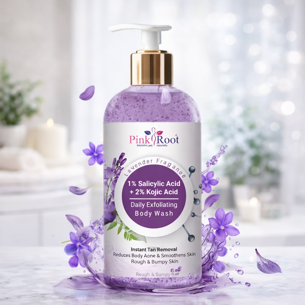 Pink Root Kojic Acid & Salicylic Acid Body Wash – 2% Kojic + 1% Salicylic | Brightening & Acne Control | 300ml