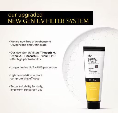Deconstruct Gel Sunscreen SPF 50+ PA++++ | Lightweight Oil-Free Sunscreen for Oily Skin | Broad Spectrum UV Protection