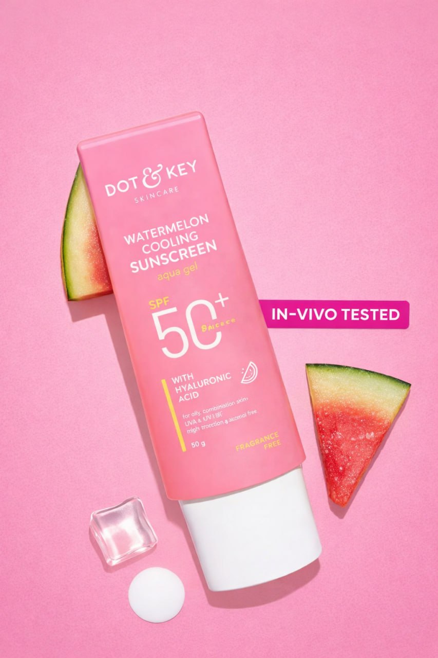 Dot & Key Watermelon Cooling Sunscreen SPF 50+ PA++++ | Hydrating Sunscreen with Hyaluronic Acid | Lightweight UV Protection Gel