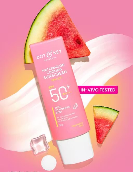 Dot & Key Watermelon Cooling Sunscreen SPF 50+ PA++++ | Hydrating Sunscreen with Hyaluronic Acid | Lightweight UV Protection Gel