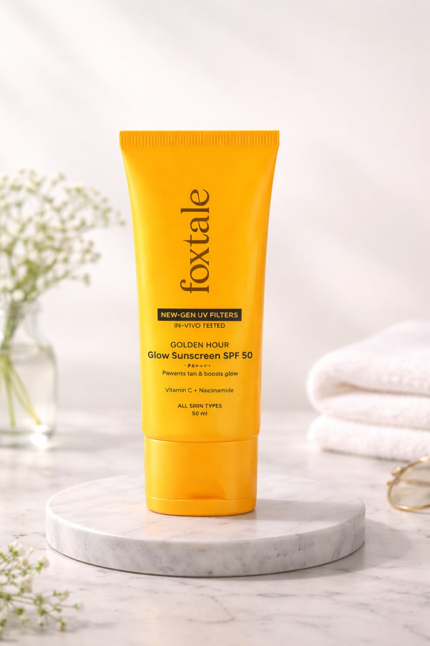 Foxtale Golden Hour Glow Sunscreen SPF 50 PA++++ Pack of 2 | Vitamin C & Niacinamide | Brightening Anti-Tan Sunscreen Combo