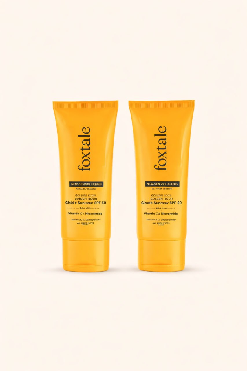 Foxtale Golden Hour Glow Sunscreen SPF 50 PA++++ Pack of 2 | Vitamin C & Niacinamide | Brightening Anti-Tan Sunscreen Combo