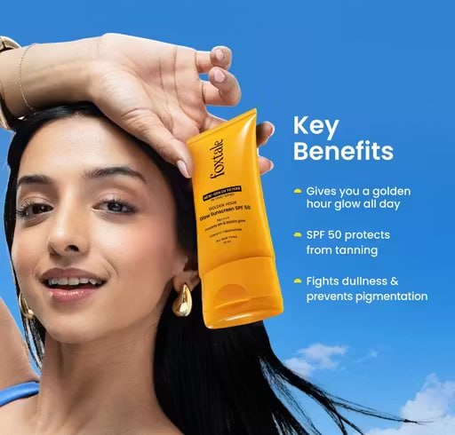 Foxtale Golden Hour Glow Sunscreen SPF 50 PA++++ Pack of 2 | Vitamin C & Niacinamide | Brightening Anti-Tan Sunscreen Combo