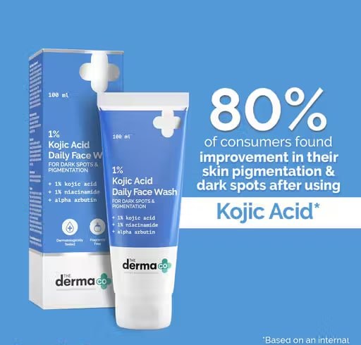 The Derma Co 1% Kojic Acid Daily Face Wash | Niacinamide & Alpha Arbutin | Face Wash for Dark Spots & Pigmentation (100 ml)