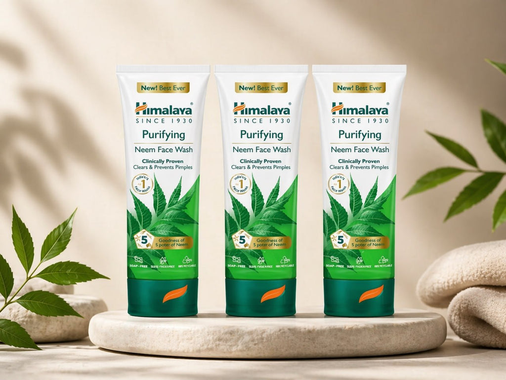Himalaya Purifying Neem Face Wash Pack of 3 | Anti-Pimple Face Wash for Oily & Acne-Prone Skin | Natural Neem Cleanser | 50ml each