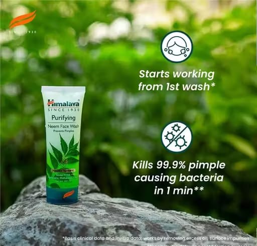 Himalaya Purifying Neem Face Wash Pack of 3 | Anti-Pimple Face Wash for Oily & Acne-Prone Skin | Natural Neem Cleanser | 50ml each