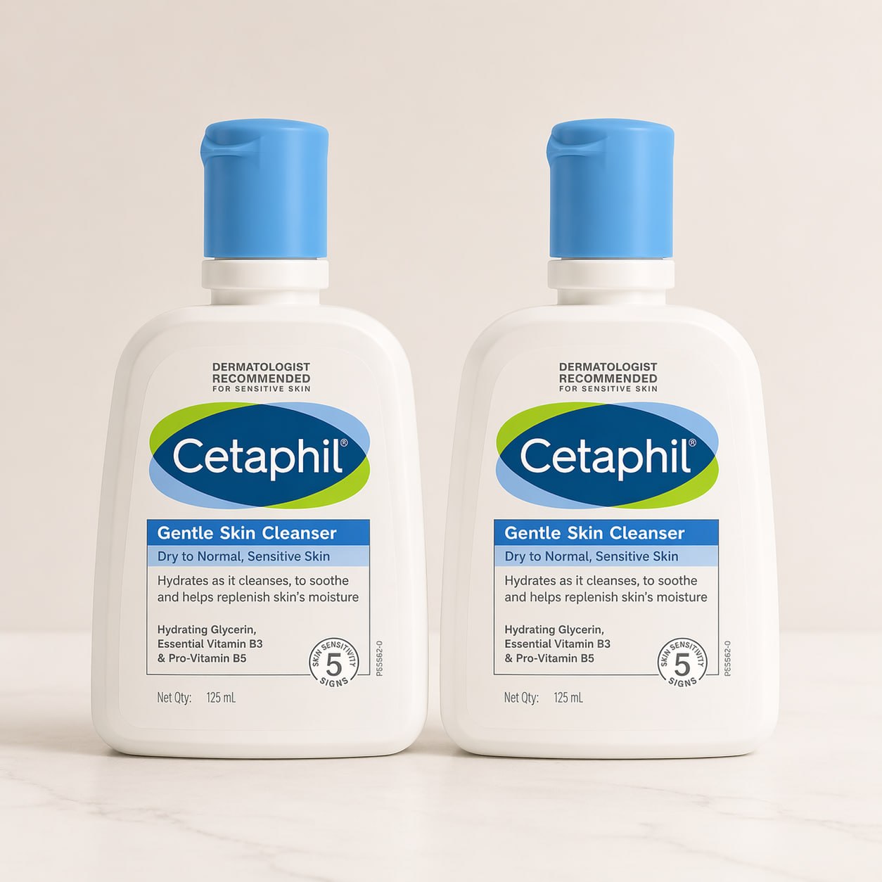 Cetaphil Gentle Skin Cleanser Pack of 2 (125 ml Each) | Hydrating Face Wash for Dry to Normal & Sensitive Skin