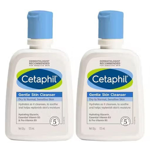 Cetaphil Gentle Skin Cleanser Pack of 2 (125 ml Each) | Hydrating Face Wash for Dry to Normal & Sensitive Skin