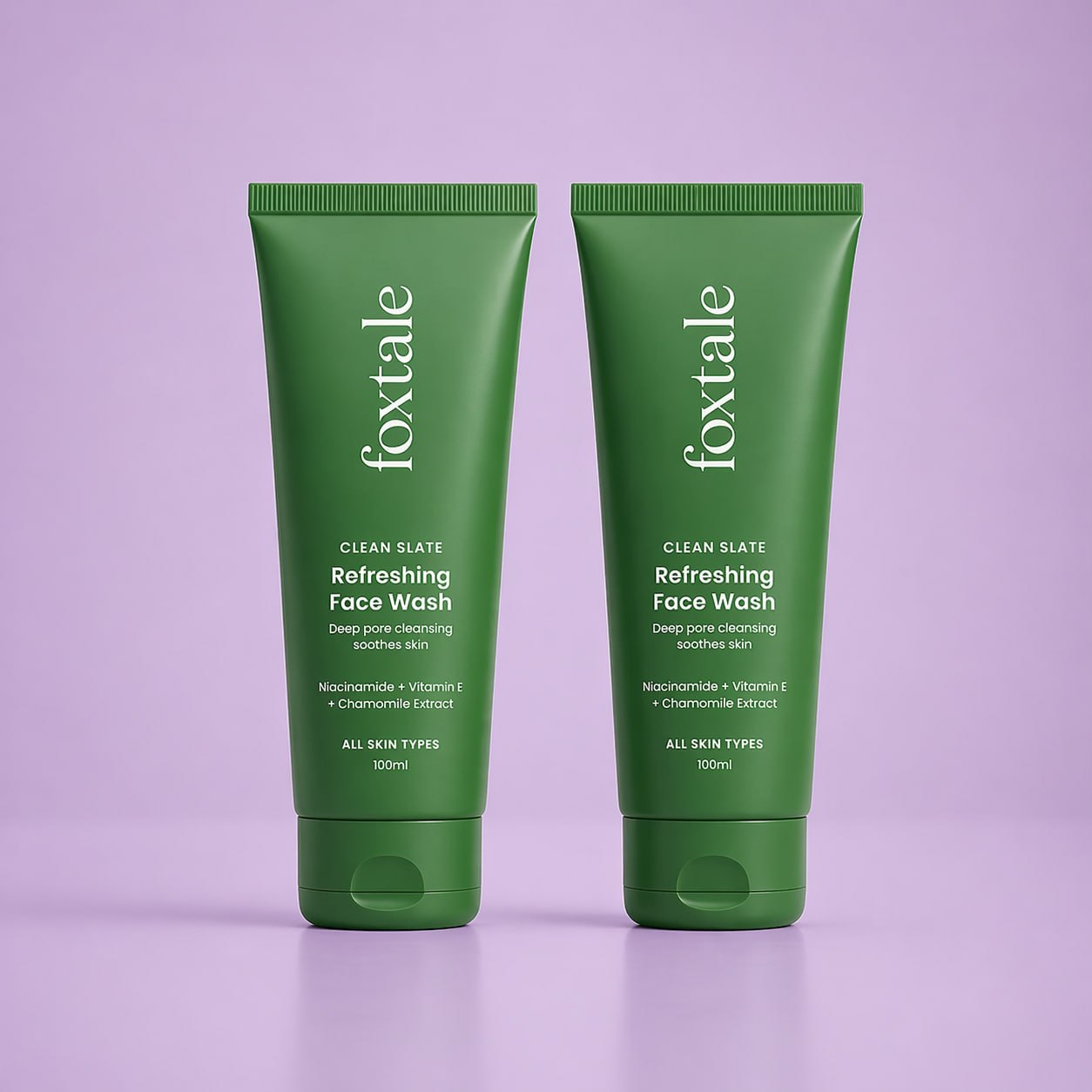 Foxtale Clean Slate Refreshing Face Wash Pack of 2 (100 ml Each) | Deep Pore Cleansing Face Wash with Niacinamide & Vitamin E