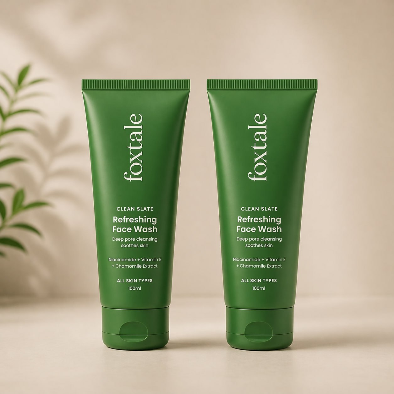 Foxtale Clean Slate Refreshing Face Wash Pack of 2 (100 ml Each) | Deep Pore Cleansing Face Wash with Niacinamide & Vitamin E