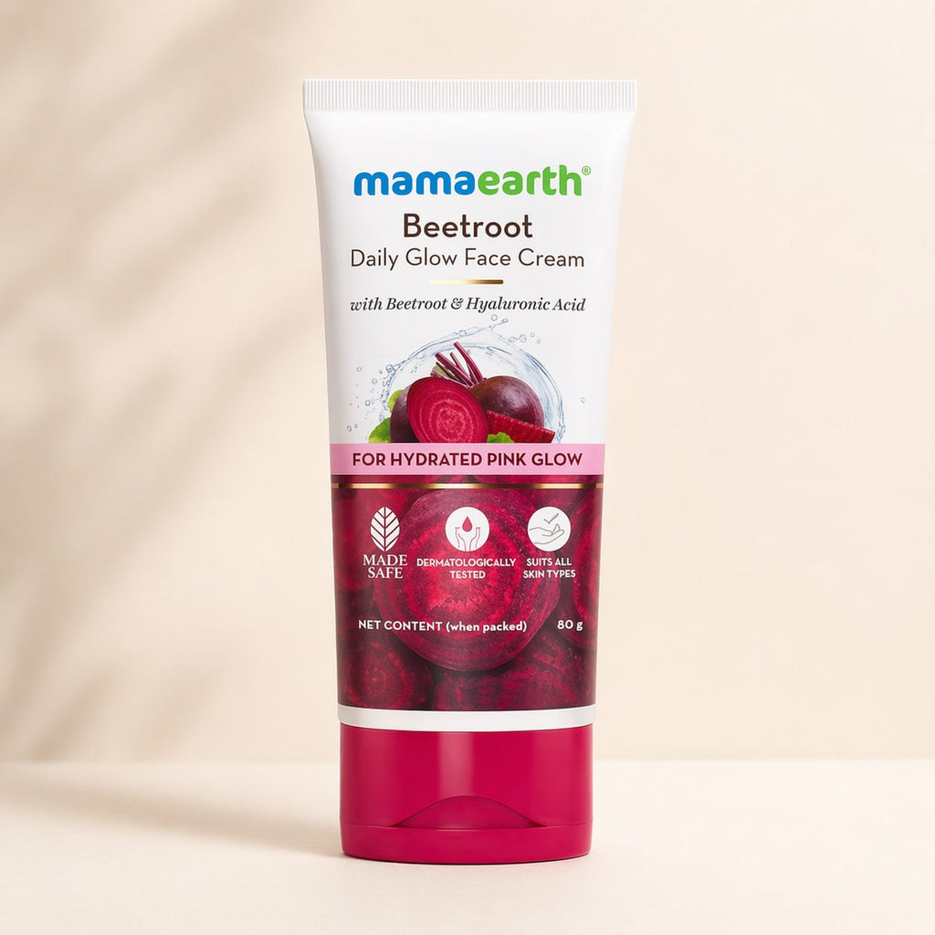 Mamaearth Beetroot Daily Glow Face Cream | Hydrating Moisturizer with Hyaluronic Acid | Brightening Cream for Pink Glow (80 g)