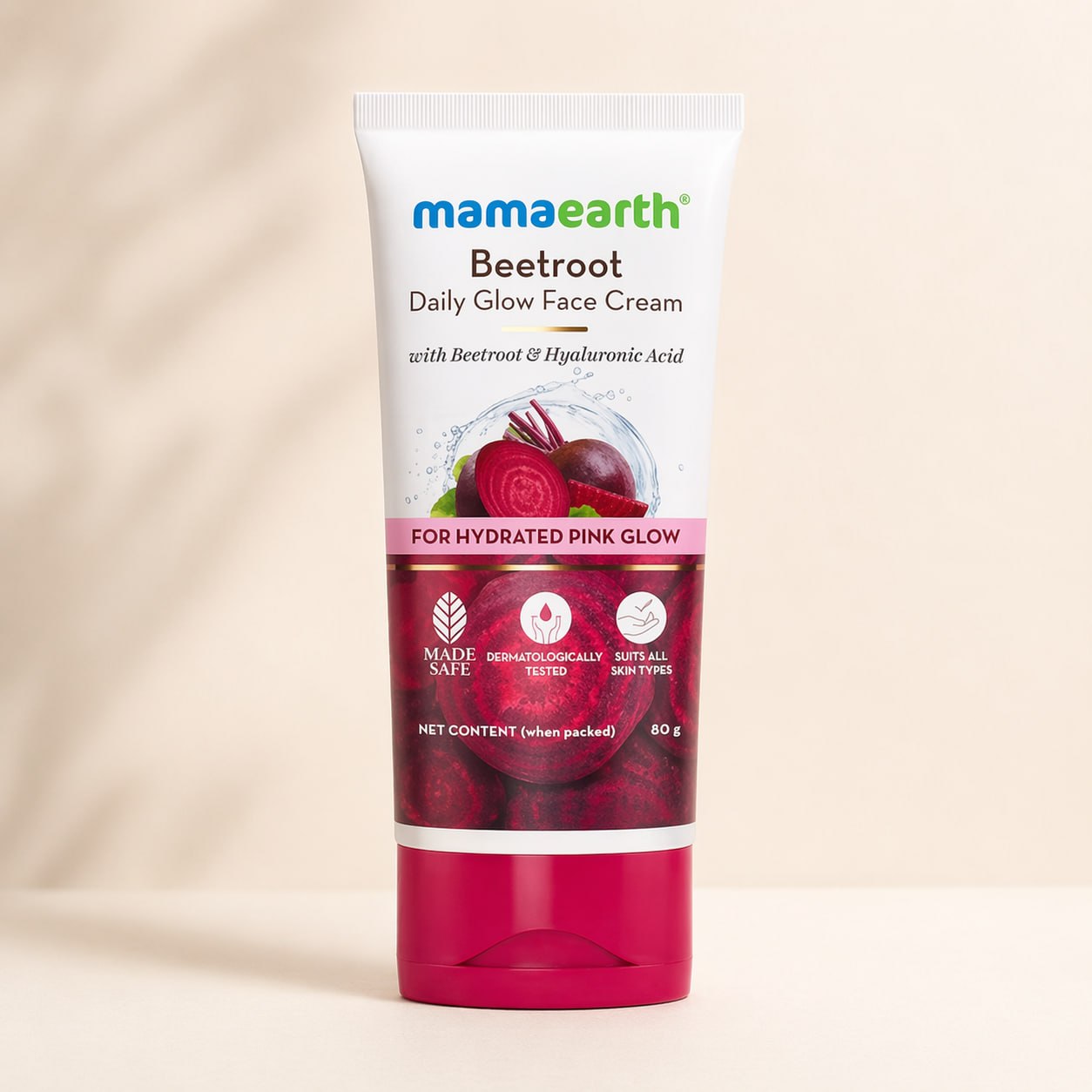 Mamaearth Beetroot Daily Glow Face Cream | Hydrating Moisturizer with Hyaluronic Acid | Brightening Cream for Pink Glow (80 g)