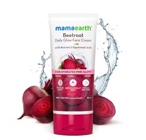 Mamaearth Beetroot Daily Glow Face Cream | Hydrating Moisturizer with Hyaluronic Acid | Brightening Cream for Pink Glow (80 g)